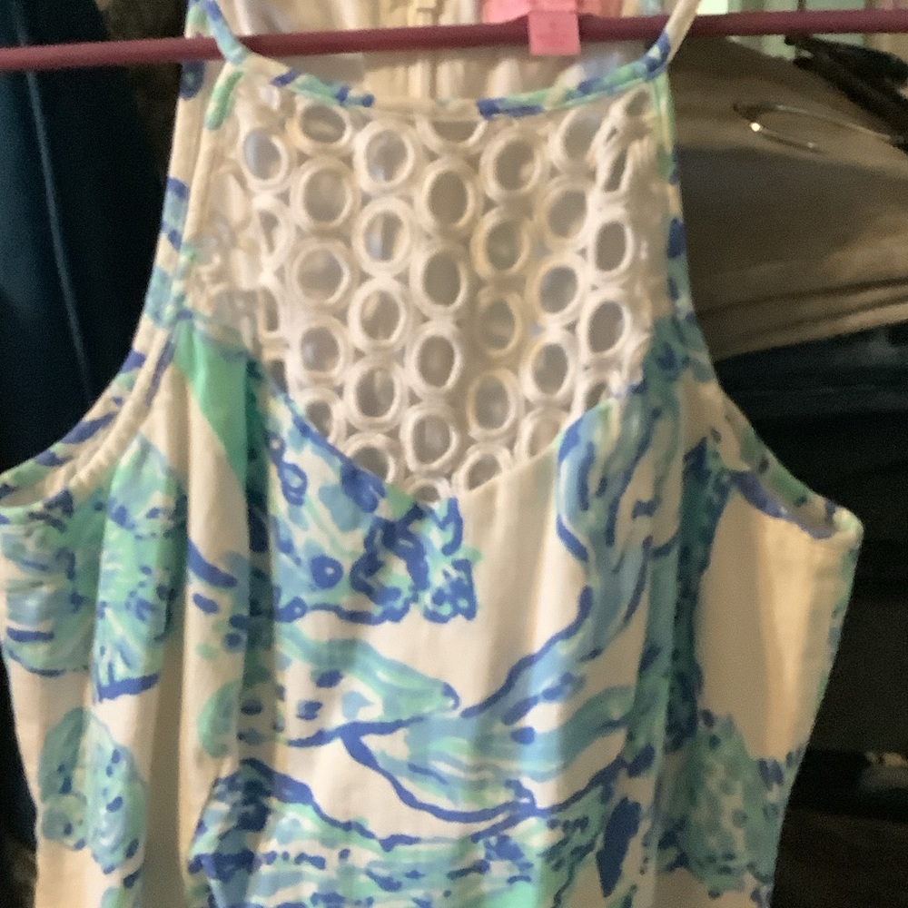 Lilly Pulitzer Blue and Green Tank Top, lace, 6 - Picture 2 of 5